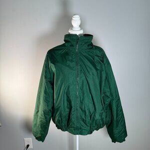 Vintage Prides Landing Green Womens Size Large Zip Up Fleece Lined Nylon Jacket